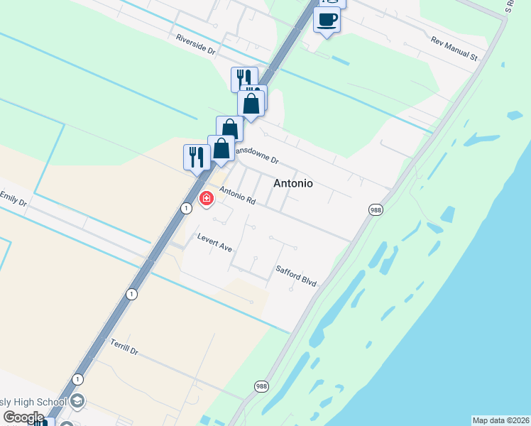 map of restaurants, bars, coffee shops, grocery stores, and more near 2027 Antonio Road in Port Allen