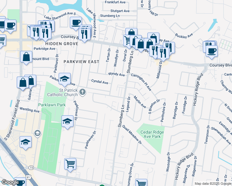 map of restaurants, bars, coffee shops, grocery stores, and more near 5142 Stumberg Lane in Baton Rouge