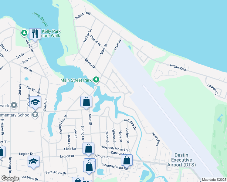 map of restaurants, bars, coffee shops, grocery stores, and more near 811 North Lakeside Drive in Destin