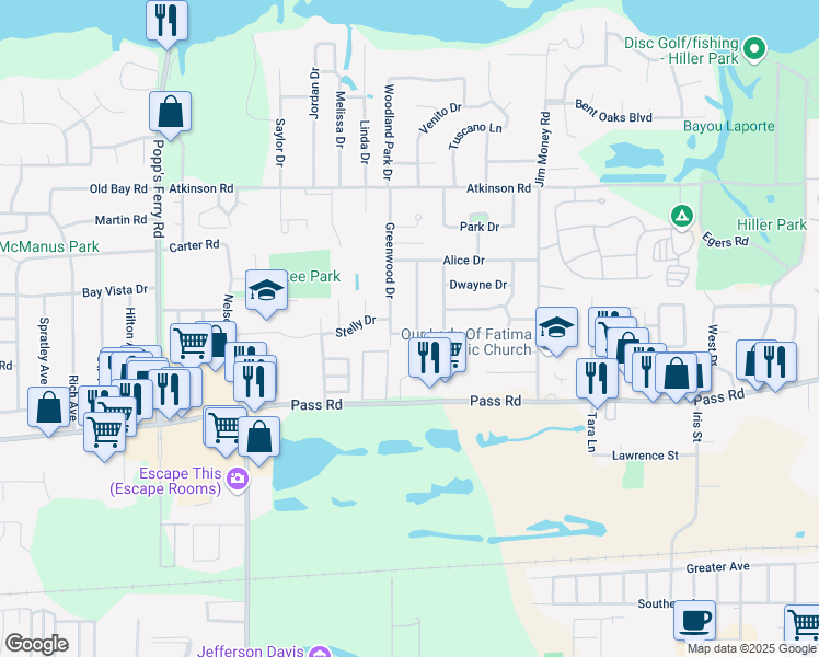 map of restaurants, bars, coffee shops, grocery stores, and more near 331 Willow Avenue in Biloxi
