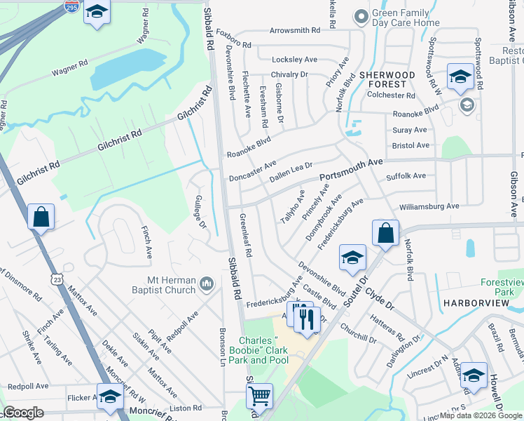 map of restaurants, bars, coffee shops, grocery stores, and more near 9233 Castle Boulevard in Jacksonville