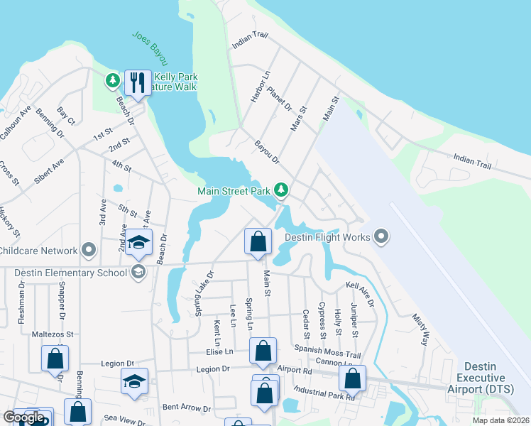 map of restaurants, bars, coffee shops, grocery stores, and more near 504 Bayview Street in Destin