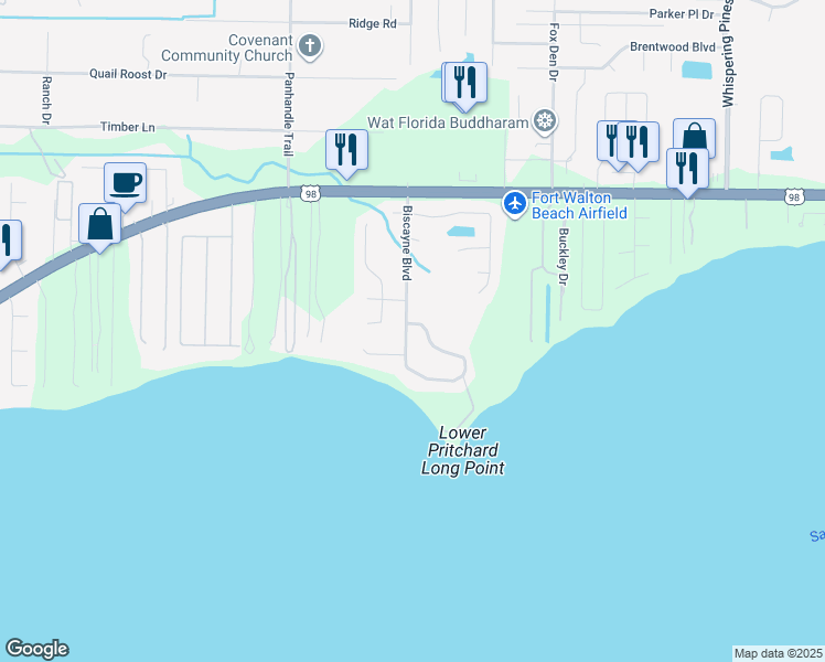 map of restaurants, bars, coffee shops, grocery stores, and more near 1880 Biscayne Boulevard in Navarre