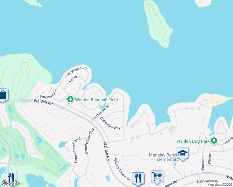map of restaurants, bars, coffee shops, grocery stores, and more near 13513 Northshore Drive in Montgomery