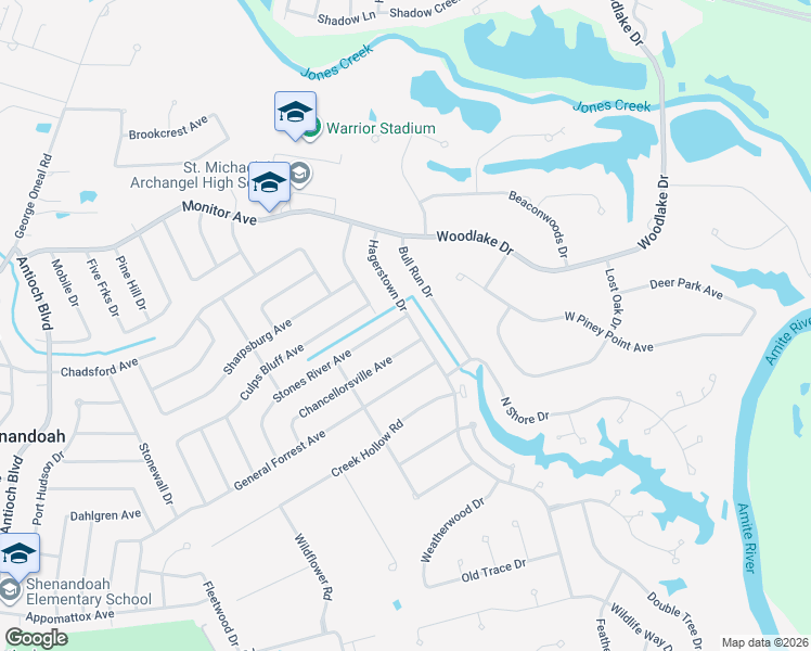 map of restaurants, bars, coffee shops, grocery stores, and more near 5123 Stones River Avenue in Baton Rouge