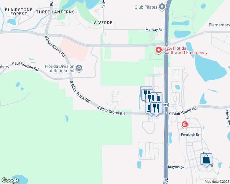 map of restaurants, bars, coffee shops, grocery stores, and more near 3501 North Blair Stone Road in Tallahassee