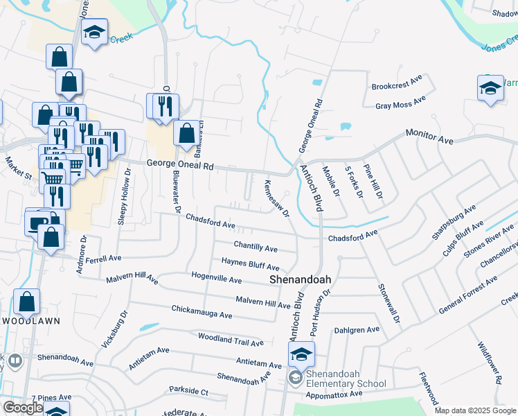 map of restaurants, bars, coffee shops, grocery stores, and more near 16515 Missionary Ridge Avenue in Baton Rouge