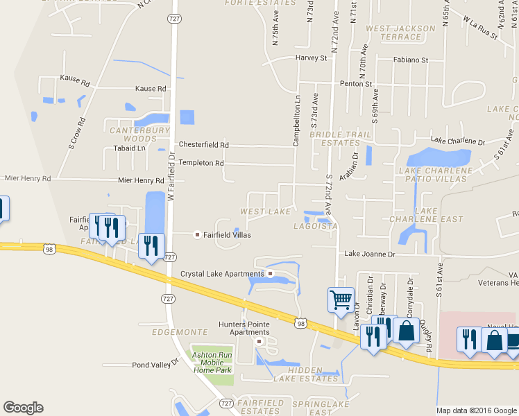 map of restaurants, bars, coffee shops, grocery stores, and more near 407 Ronji Way in Pensacola