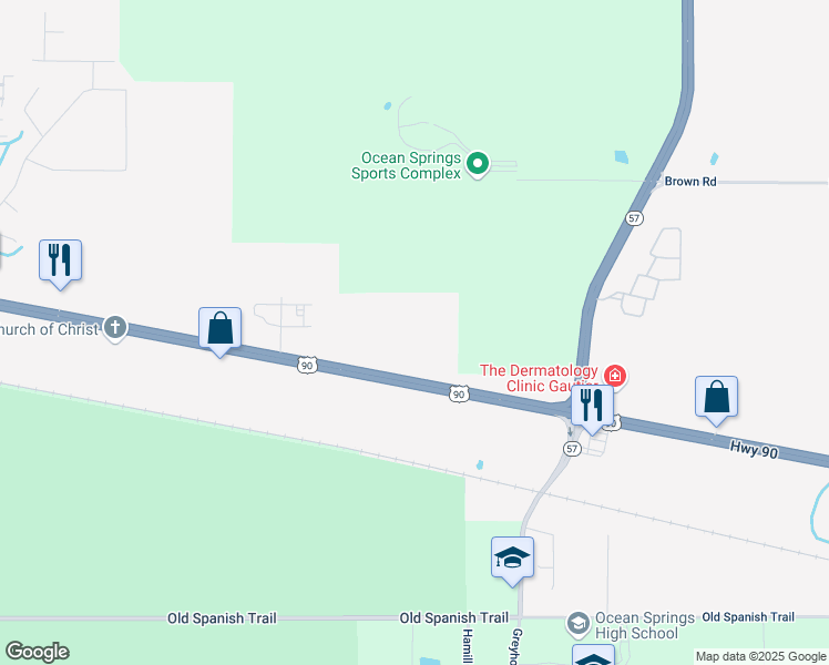 map of restaurants, bars, coffee shops, grocery stores, and more near 7010 U.S. 90 in Ocean Springs