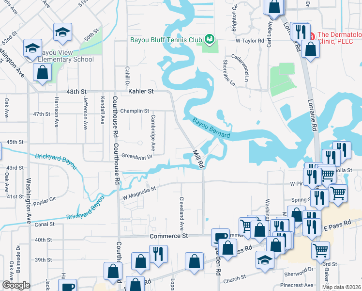 map of restaurants, bars, coffee shops, grocery stores, and more near 2 Villa Cove Drive in Gulfport