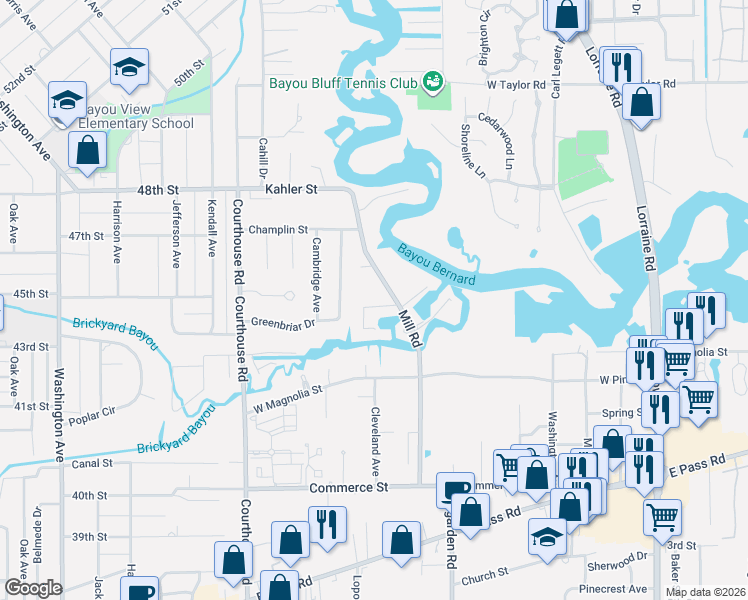 map of restaurants, bars, coffee shops, grocery stores, and more near 2 Villa Cove Drive in Gulfport
