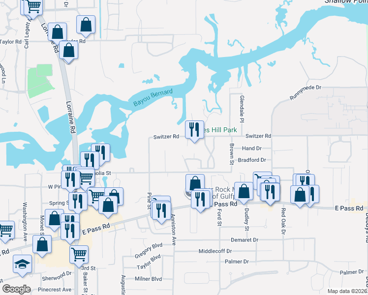 map of restaurants, bars, coffee shops, grocery stores, and more near 903 Park View Place in Gulfport