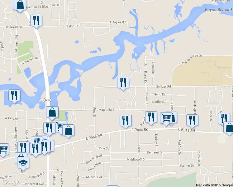 map of restaurants, bars, coffee shops, grocery stores, and more near 903 Park View Place in Gulfport