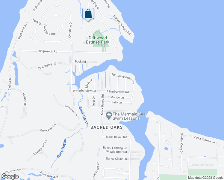 map of restaurants, bars, coffee shops, grocery stores, and more near 85 East Harborview Road in Santa Rosa Beach