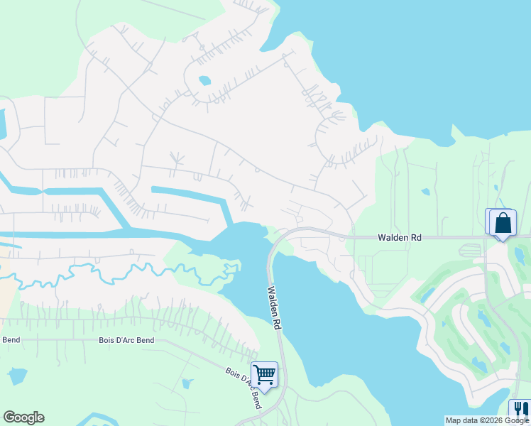 map of restaurants, bars, coffee shops, grocery stores, and more near 15650 Walden Road in Montgomery