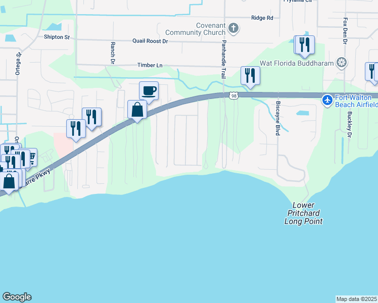 map of restaurants, bars, coffee shops, grocery stores, and more near 1980 Tampa Boulevard in Navarre