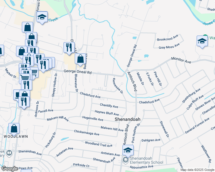 map of restaurants, bars, coffee shops, grocery stores, and more near 16515 Missionary Ridge Avenue in Baton Rouge