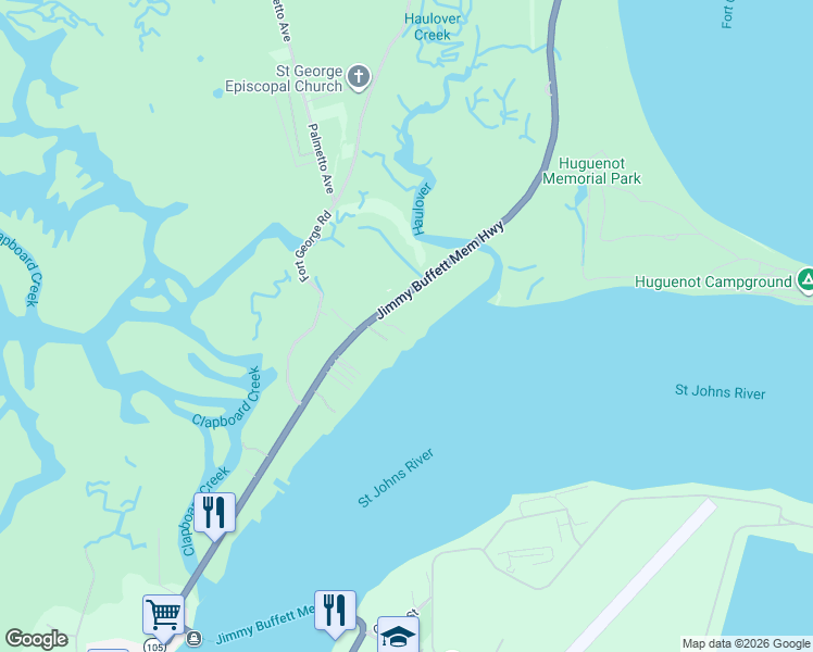 map of restaurants, bars, coffee shops, grocery stores, and more near 10170 Heckscher Drive in Jacksonville