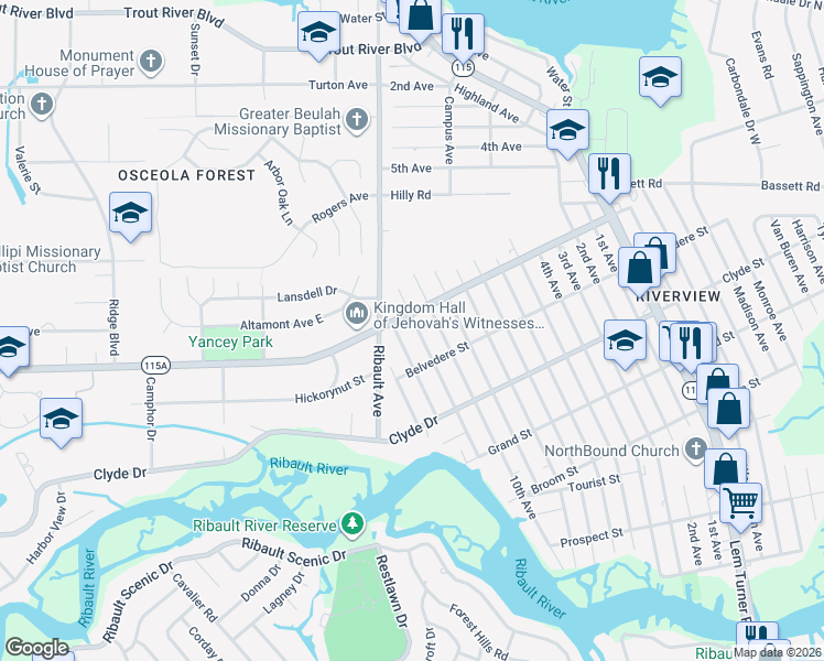 map of restaurants, bars, coffee shops, grocery stores, and more near 9258 11th Avenue in Jacksonville