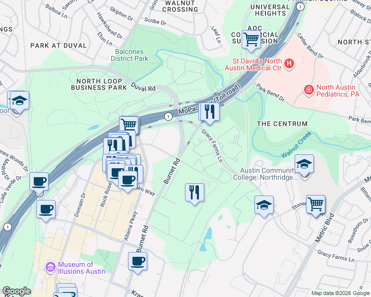 map of restaurants, bars, coffee shops, grocery stores, and more near in Austin