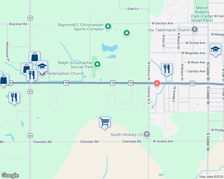 map of restaurants, bars, coffee shops, grocery stores, and more near 12457 John Arthur Drive in Foley