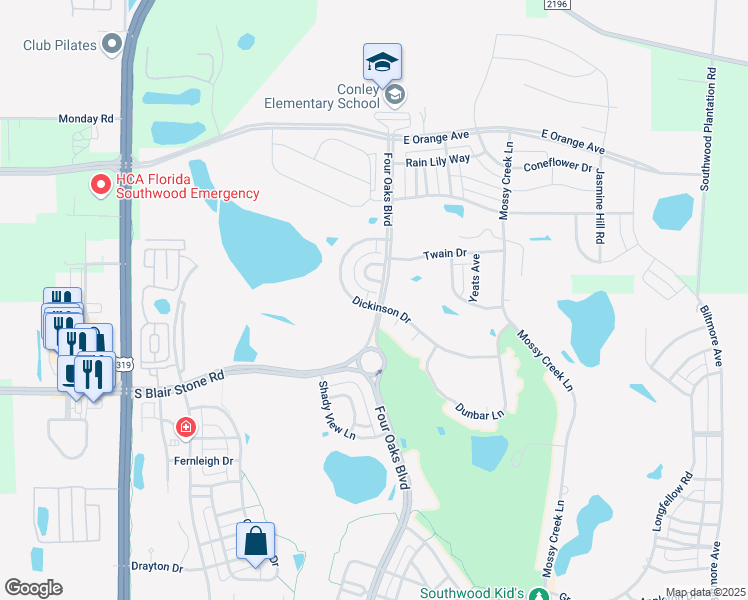 map of restaurants, bars, coffee shops, grocery stores, and more near 3049 Dickinson Drive in Tallahassee