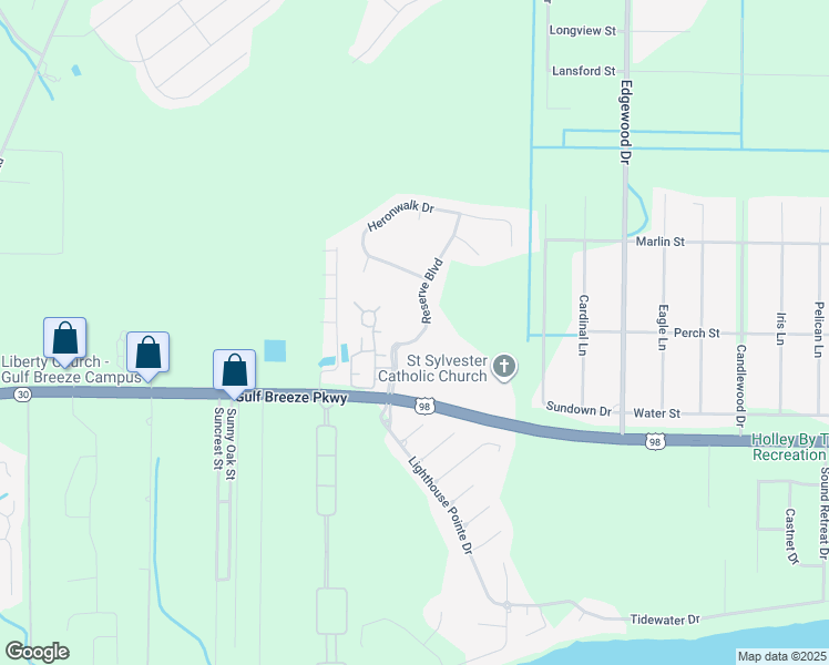 map of restaurants, bars, coffee shops, grocery stores, and more near 1937 Reserve Boulevard in Gulf Breeze