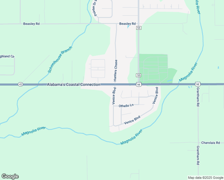 map of restaurants, bars, coffee shops, grocery stores, and more near 12443 Venice Boulevard in Foley