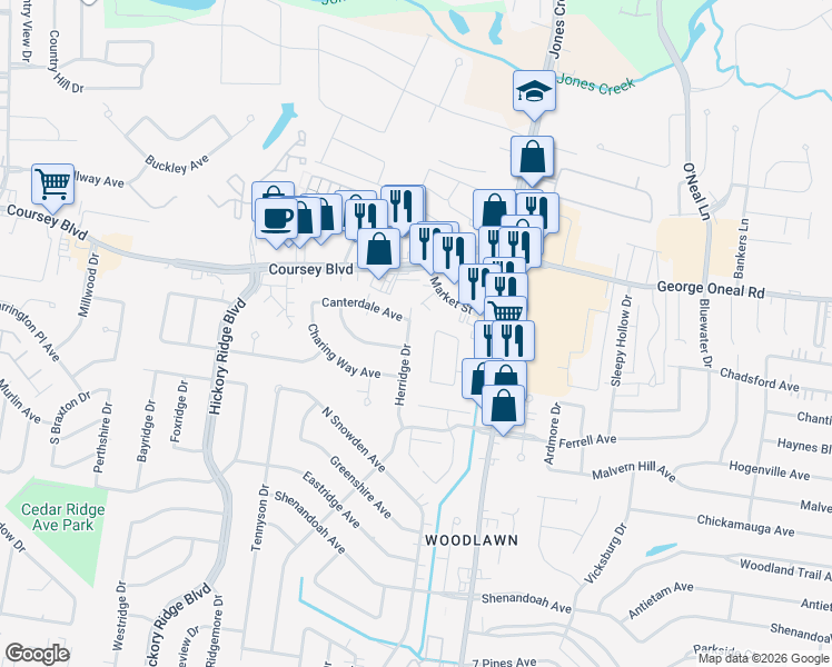 map of restaurants, bars, coffee shops, grocery stores, and more near 4987 Herridge Drive in Baton Rouge