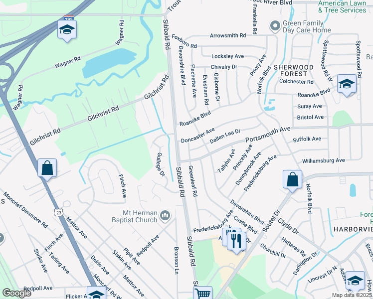 map of restaurants, bars, coffee shops, grocery stores, and more near 9292 Greenleaf Road in Jacksonville
