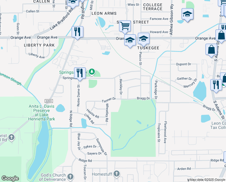 map of restaurants, bars, coffee shops, grocery stores, and more near 3112 Gallimore Drive in Tallahassee
