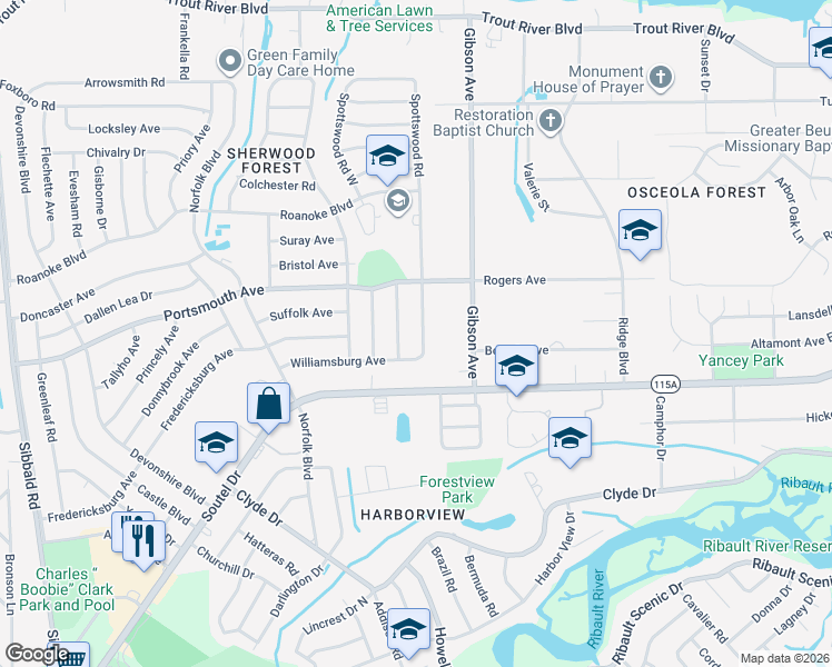map of restaurants, bars, coffee shops, grocery stores, and more near 9136 Spottswood Road in Jacksonville