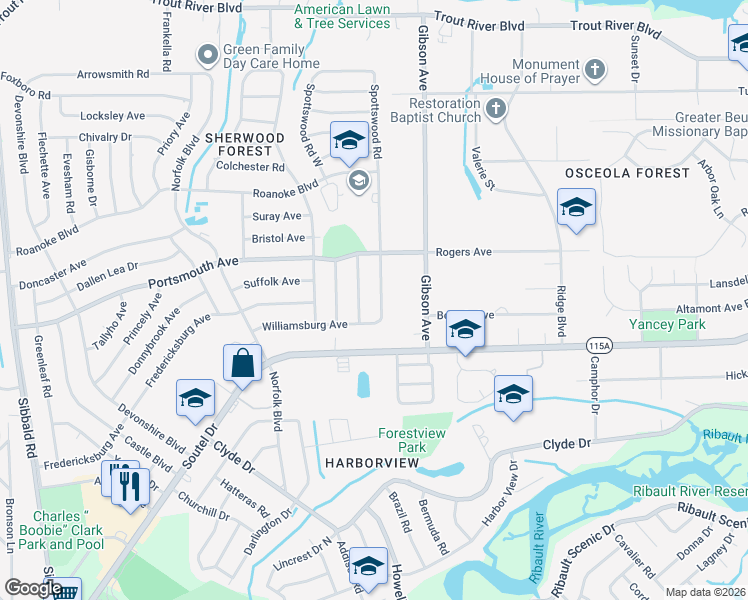 map of restaurants, bars, coffee shops, grocery stores, and more near 9136 Spottswood Road in Jacksonville