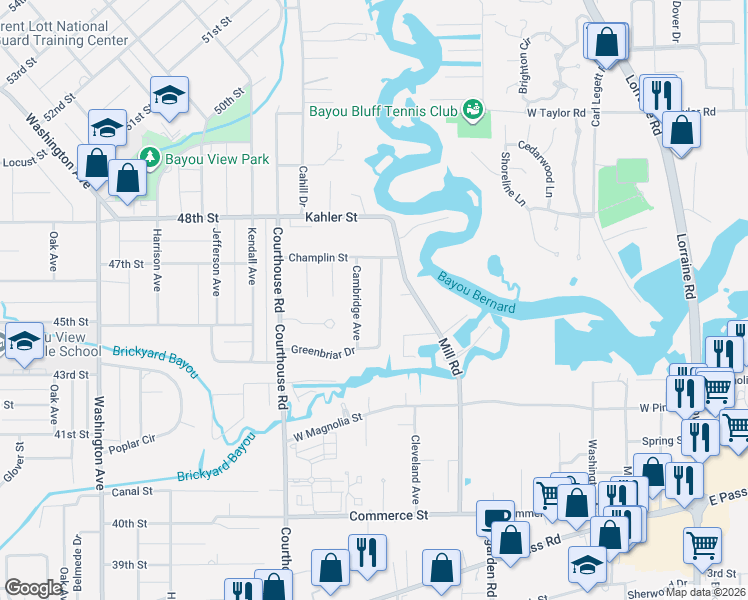 map of restaurants, bars, coffee shops, grocery stores, and more near 4 Hearthstone Manor in Gulfport
