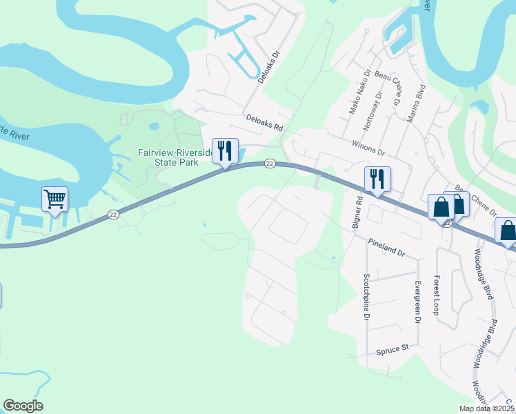 map of restaurants, bars, coffee shops, grocery stores, and more near 450 Steeple Place in Mandeville