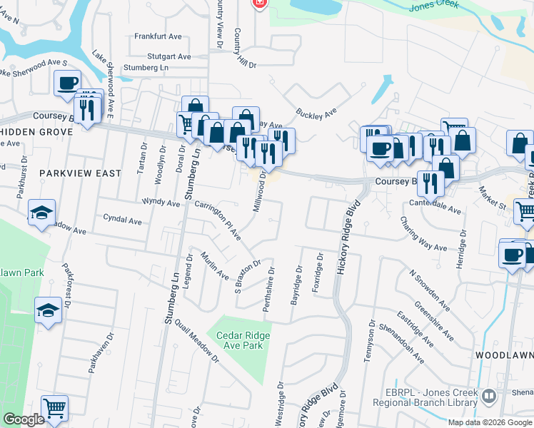 map of restaurants, bars, coffee shops, grocery stores, and more near 4607 Baskins Circle in Baton Rouge