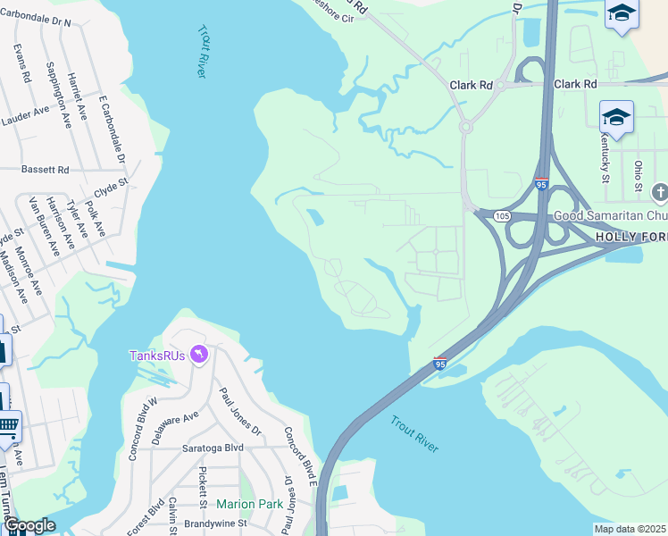 map of restaurants, bars, coffee shops, grocery stores, and more near 1000-1 Broward Ap in Jacksonville