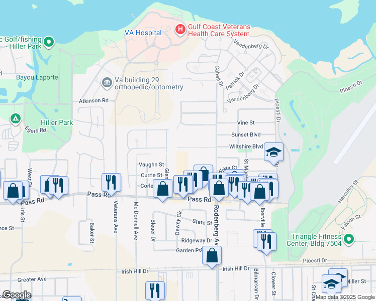 map of restaurants, bars, coffee shops, grocery stores, and more near 1737 James Buchanan Drive in Biloxi