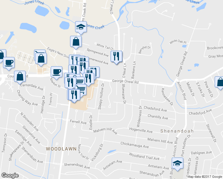 map of restaurants, bars, coffee shops, grocery stores, and more near 5052 Cumberland Cove Drive in Baton Rouge