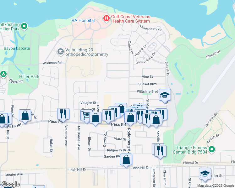map of restaurants, bars, coffee shops, grocery stores, and more near 1713 James Buchanan Drive in Biloxi