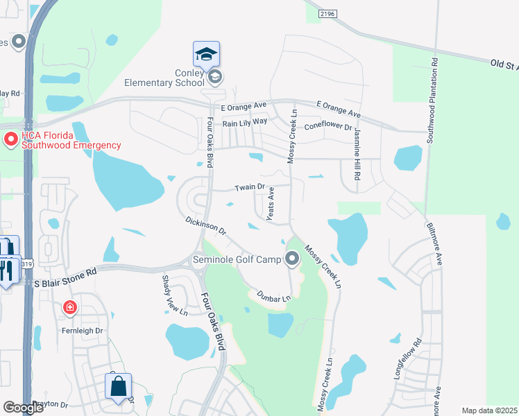 map of restaurants, bars, coffee shops, grocery stores, and more near 3223 Yeats Avenue in Tallahassee