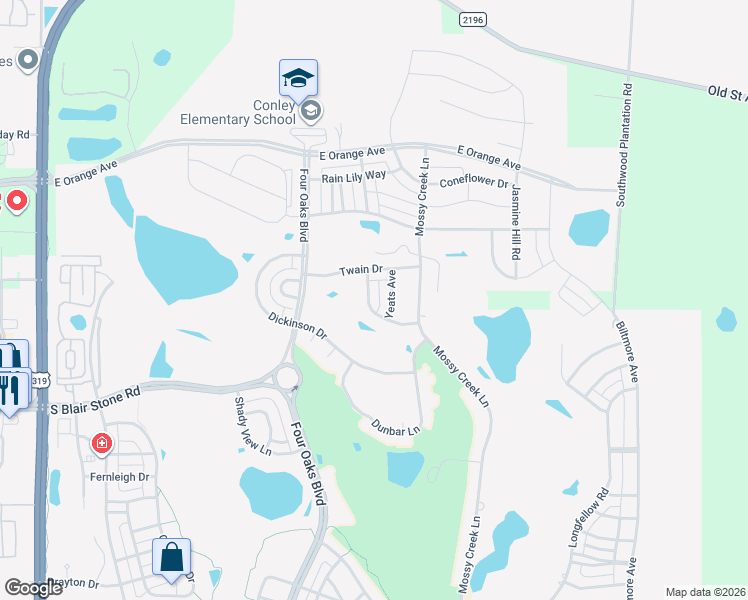 map of restaurants, bars, coffee shops, grocery stores, and more near 3223 Yeats Avenue in Tallahassee