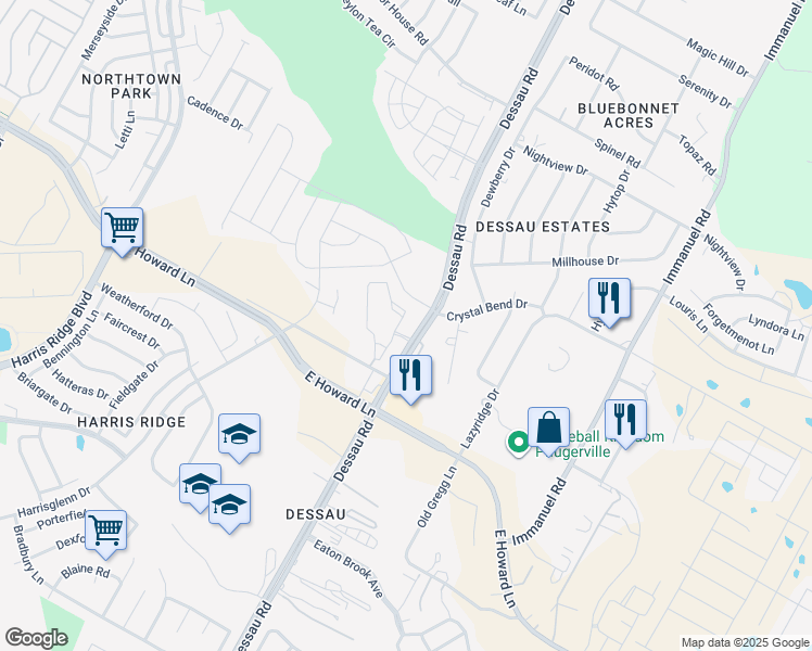 map of restaurants, bars, coffee shops, grocery stores, and more near 13624 Dessau Road in Austin