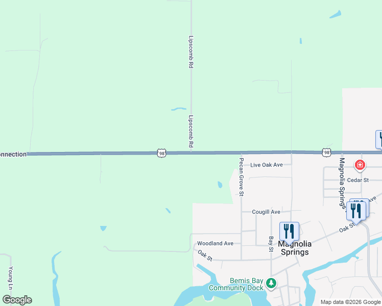 map of restaurants, bars, coffee shops, grocery stores, and more near 12000 Lipscomb Road in Foley