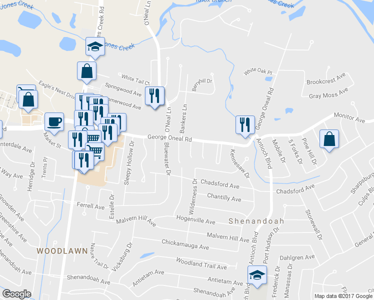 map of restaurants, bars, coffee shops, grocery stores, and more near 5134 Paducah Court in Baton Rouge