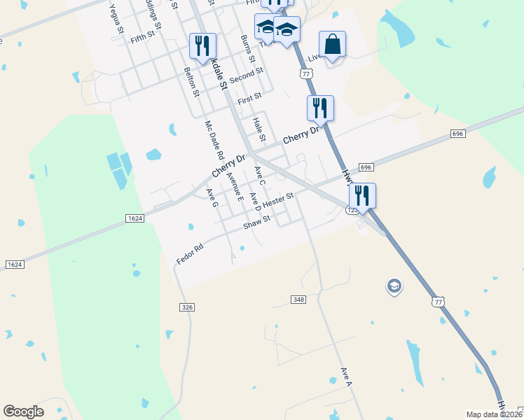 map of restaurants, bars, coffee shops, grocery stores, and more near 505 Avenue D in Lexington