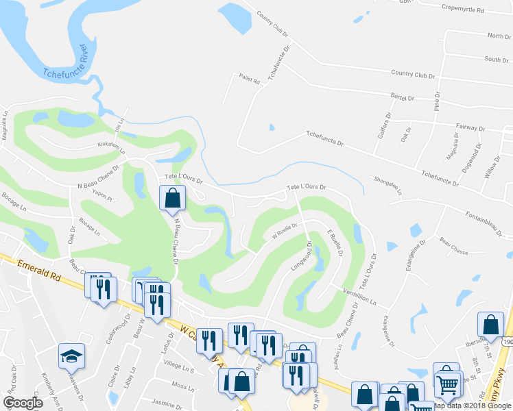 map of restaurants, bars, coffee shops, grocery stores, and more near 118 Grand Cheniere in Mandeville