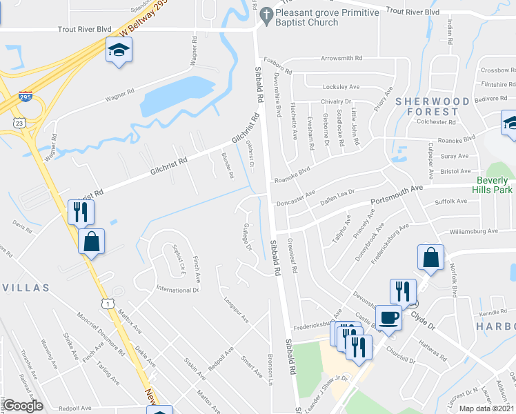map of restaurants, bars, coffee shops, grocery stores, and more near 8441 Artis Court in Jacksonville