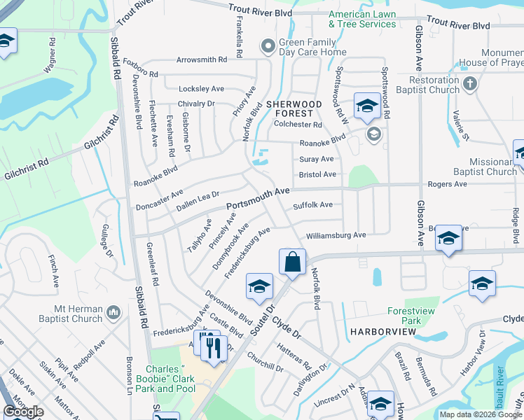 map of restaurants, bars, coffee shops, grocery stores, and more near 9232 Danville Avenue in Jacksonville