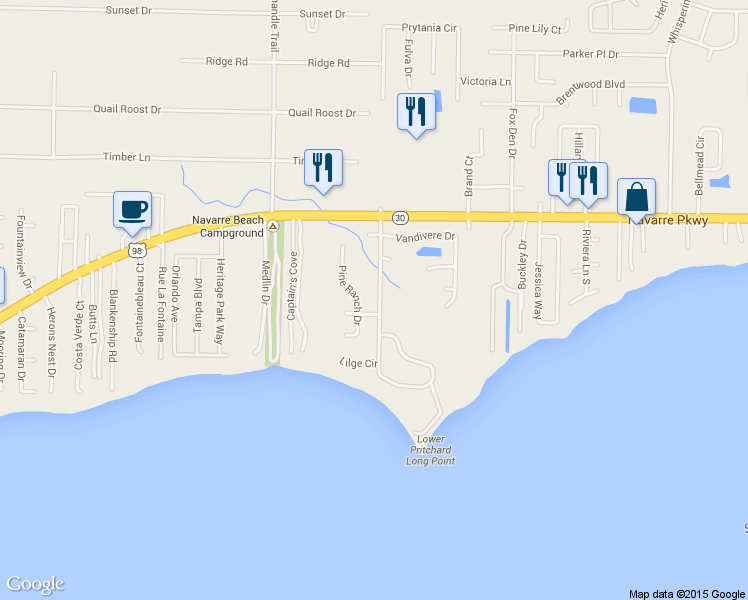 map of restaurants, bars, coffee shops, grocery stores, and more near 2007 Biscayne Boulevard in Navarre